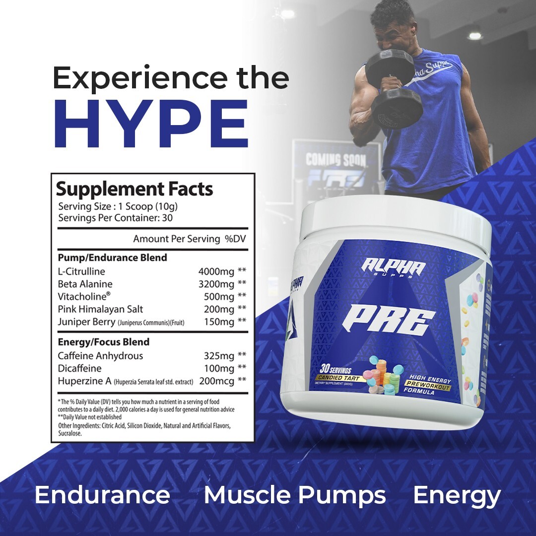 Alpha Supps Pre | Pre-Workout Powder for Men & Women Pump Focus Energy 30 Svgs