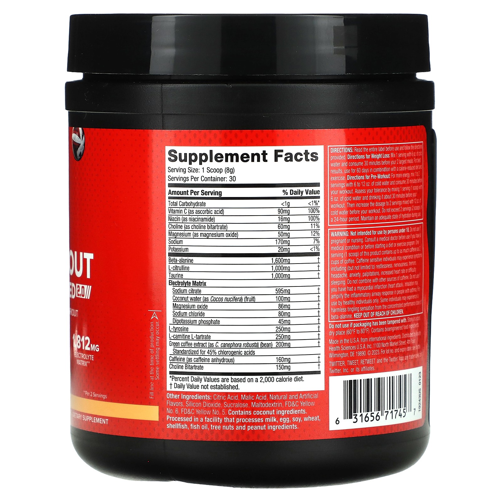 Pre-Workout Explosion Ripped 2.0, Peach Mango, 8.47 oz (240 g)