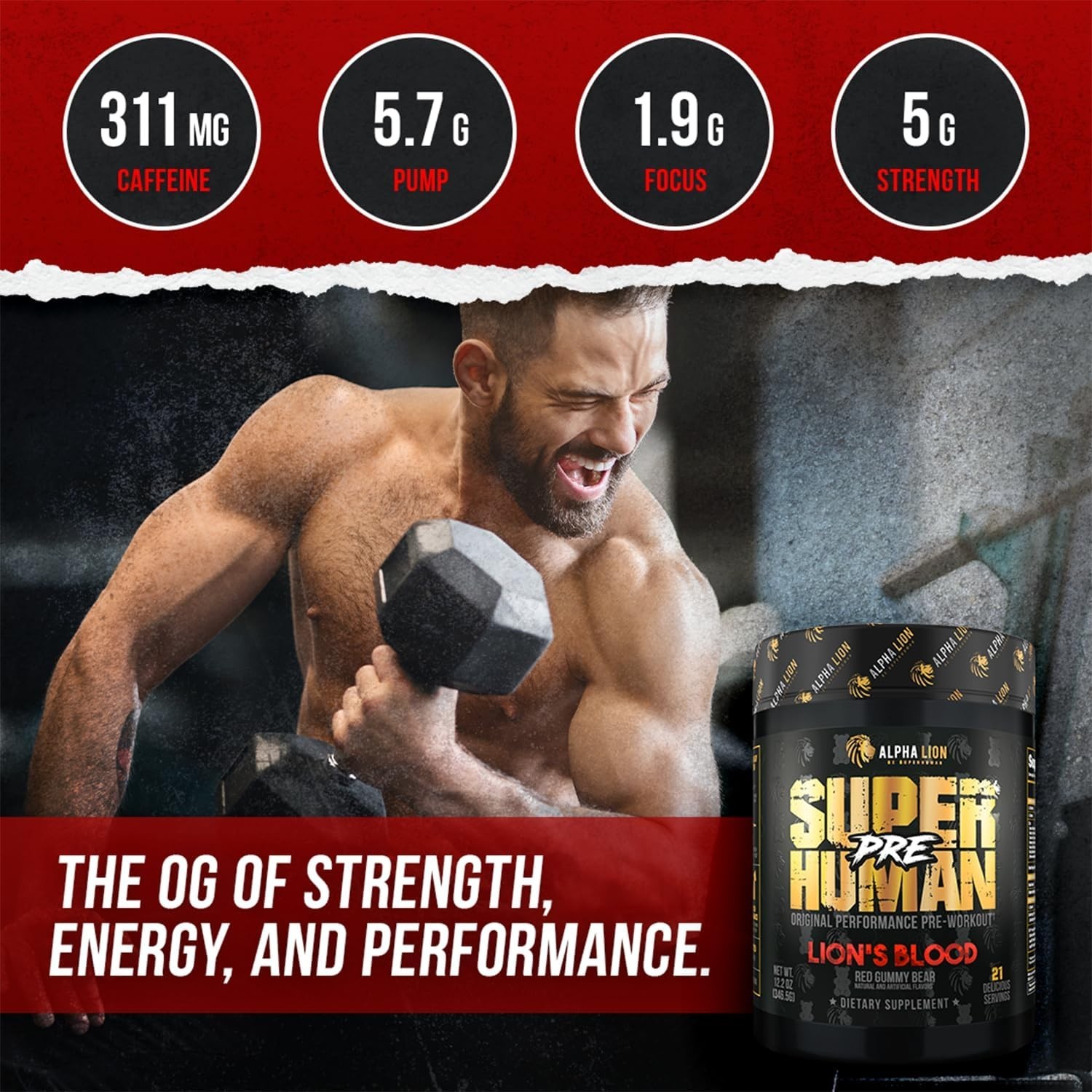 Pre Workout Powder – Long-Lasting Energy, Pump & Focus – Lion’s Blood