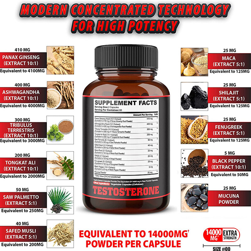 Panax Ginseng 120 Capsules-Testostero Booster, Muscle Health – US
