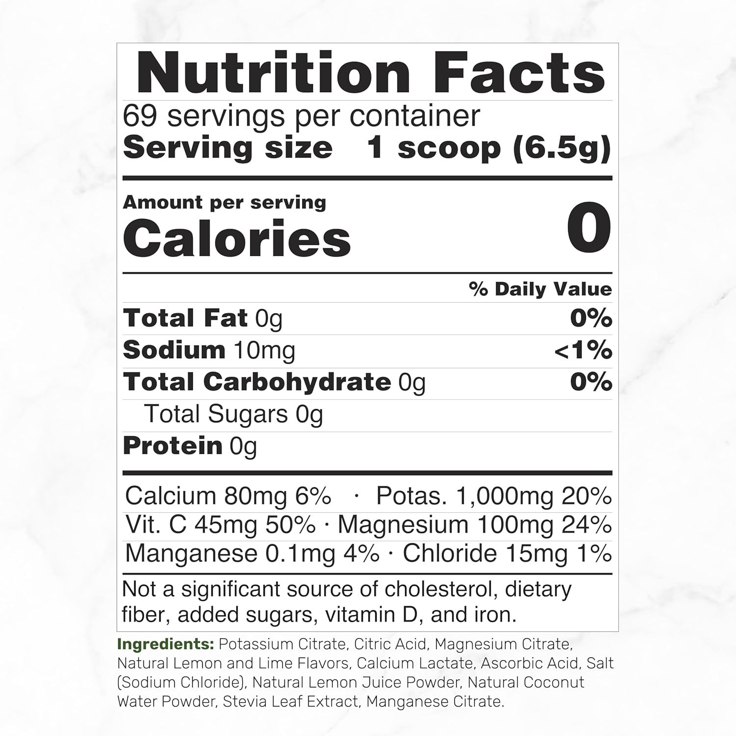 Electrolytes Powder, 1lb (69 Servings) – No Sugar, Lemon Lime – Hydration Supple