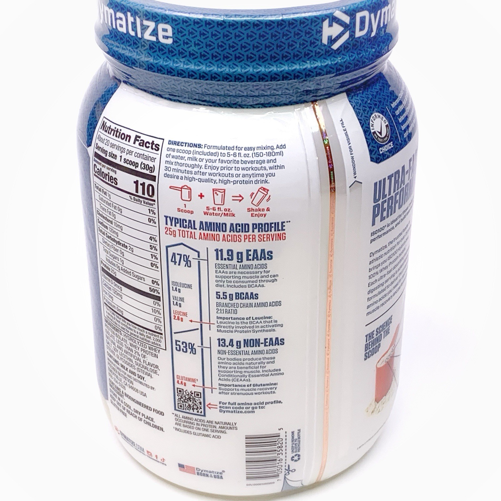 DYMATIZE ISO100® Hydrolyzed Protein Powder 100% Whey Protein Isolate 20 Servings