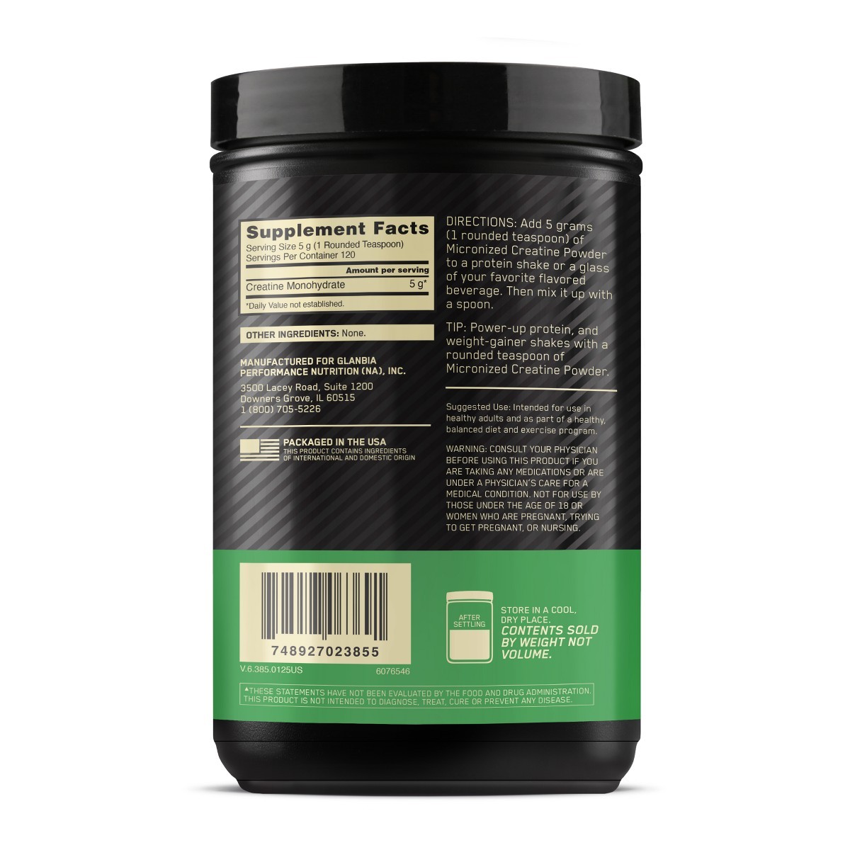 Optimum Nutrition Creatine Monohydrate Powder – Unflavored – 600g – 120 Servings