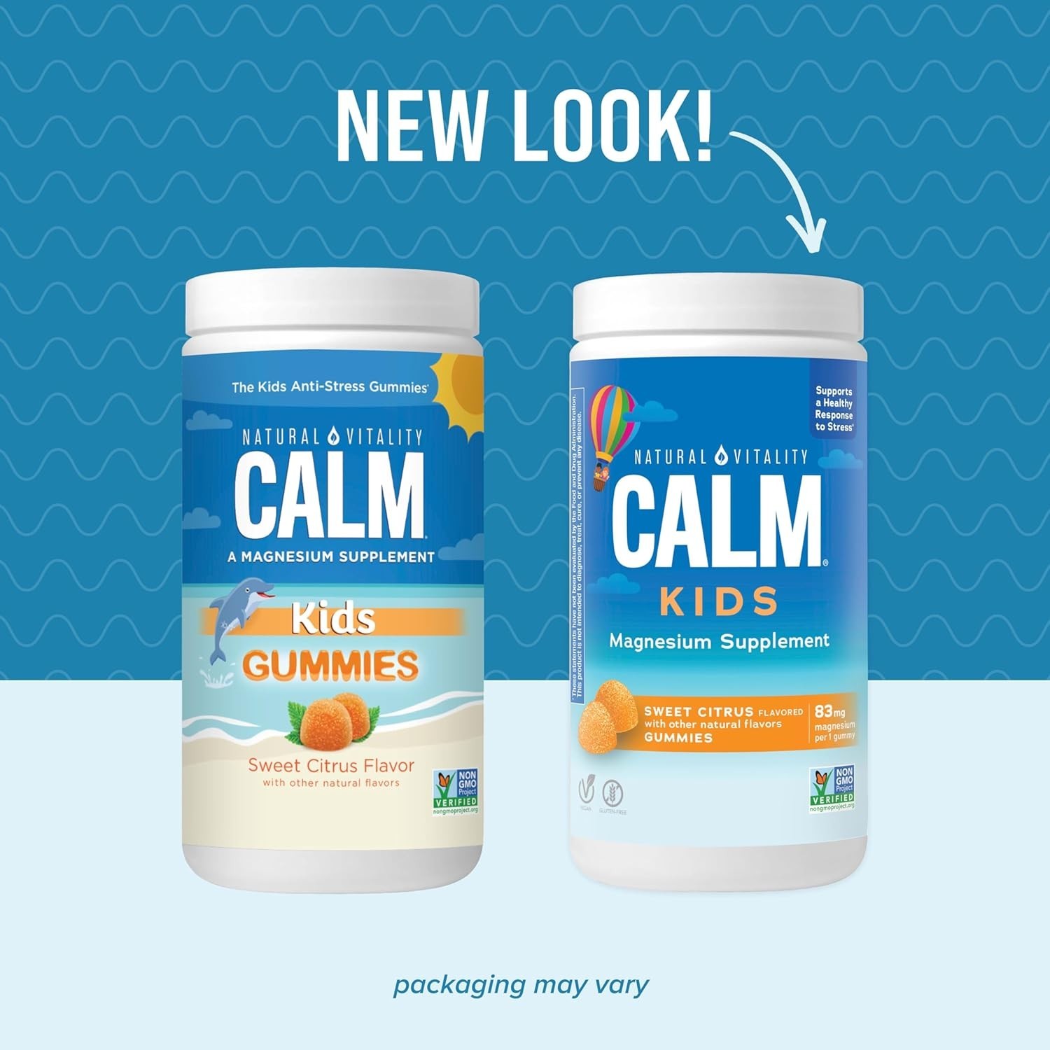 Natural Vitality Calm Kids Magnesium Supplement Gummies, Sweet Citrus, 60 Count