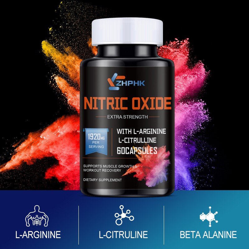 60 Nitric Oxide Booster Supplement w/ L-Arginine Premium Workout Muscle Capsule