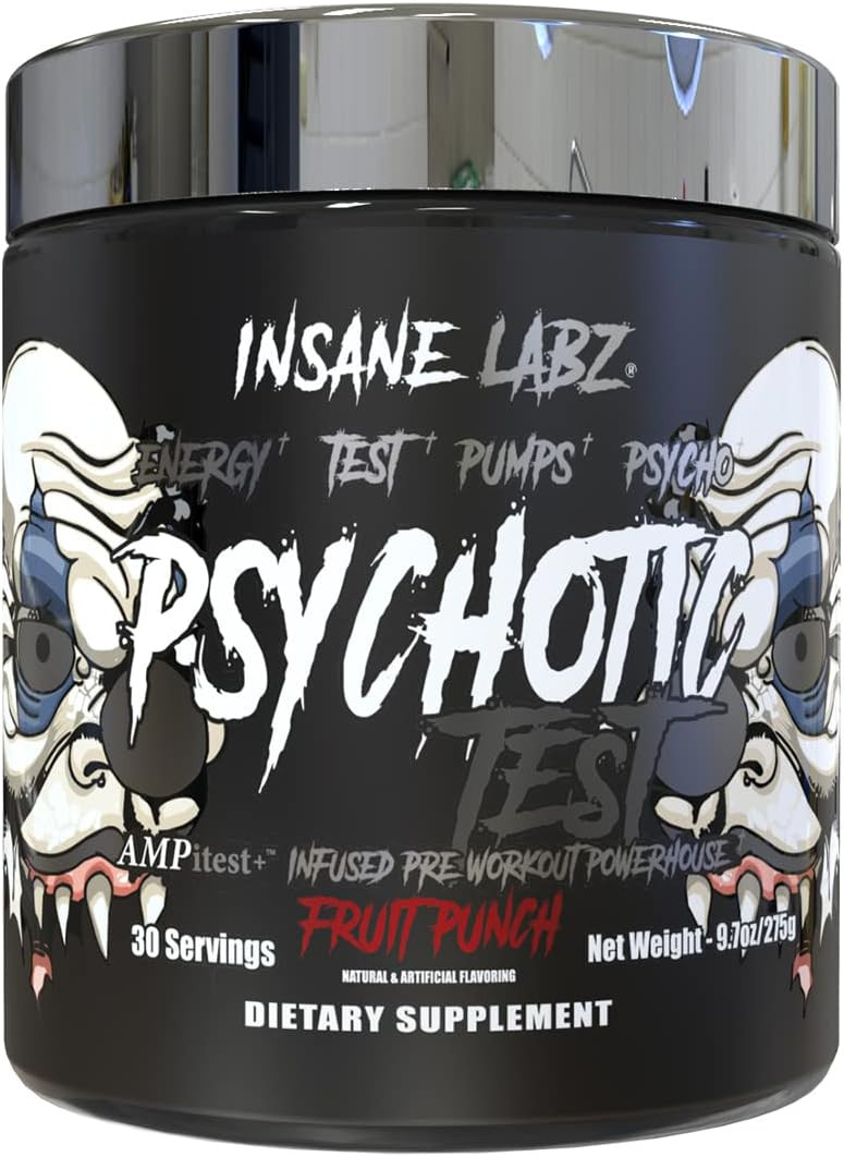 INSANE LABZ PSYCH-O-TIC TEST Pre-Workout Powerhouse Energy Pumps 30 Servings