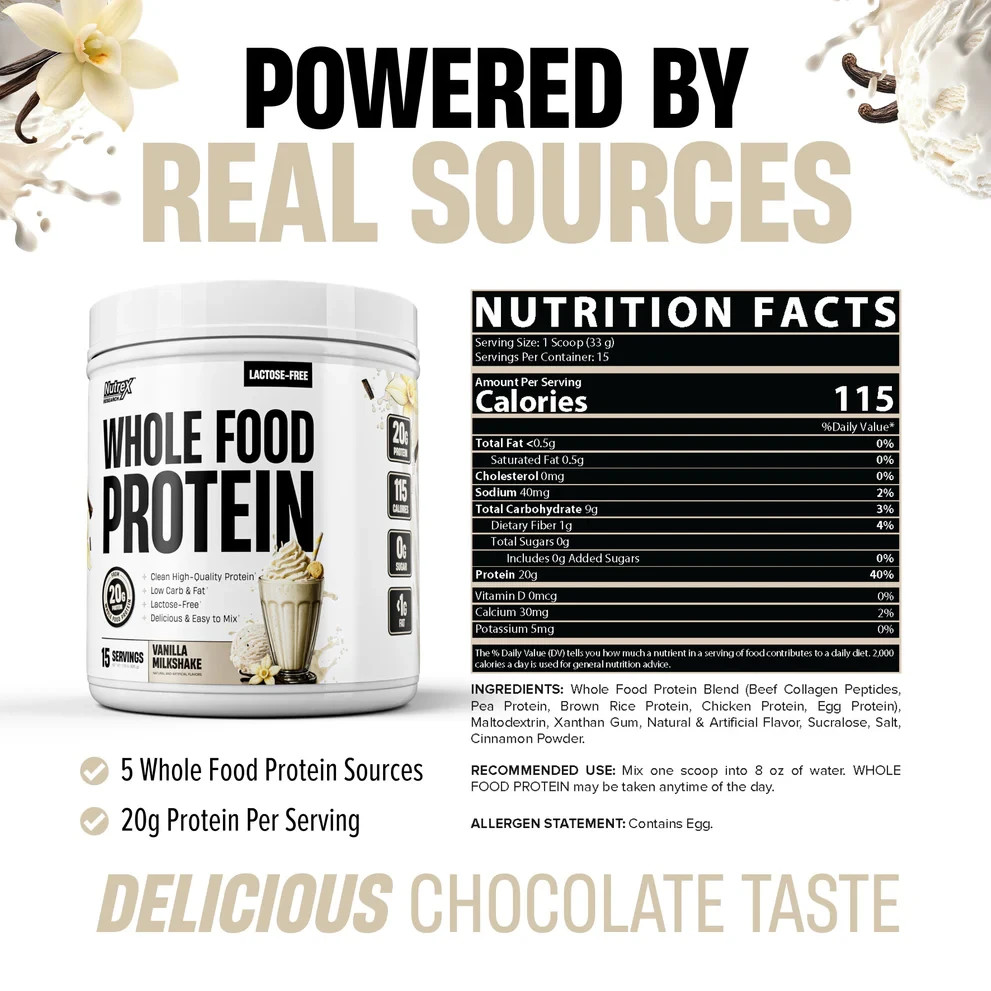 Nutrex – Whole Food Protein Vanilla Milkshake 15srv
