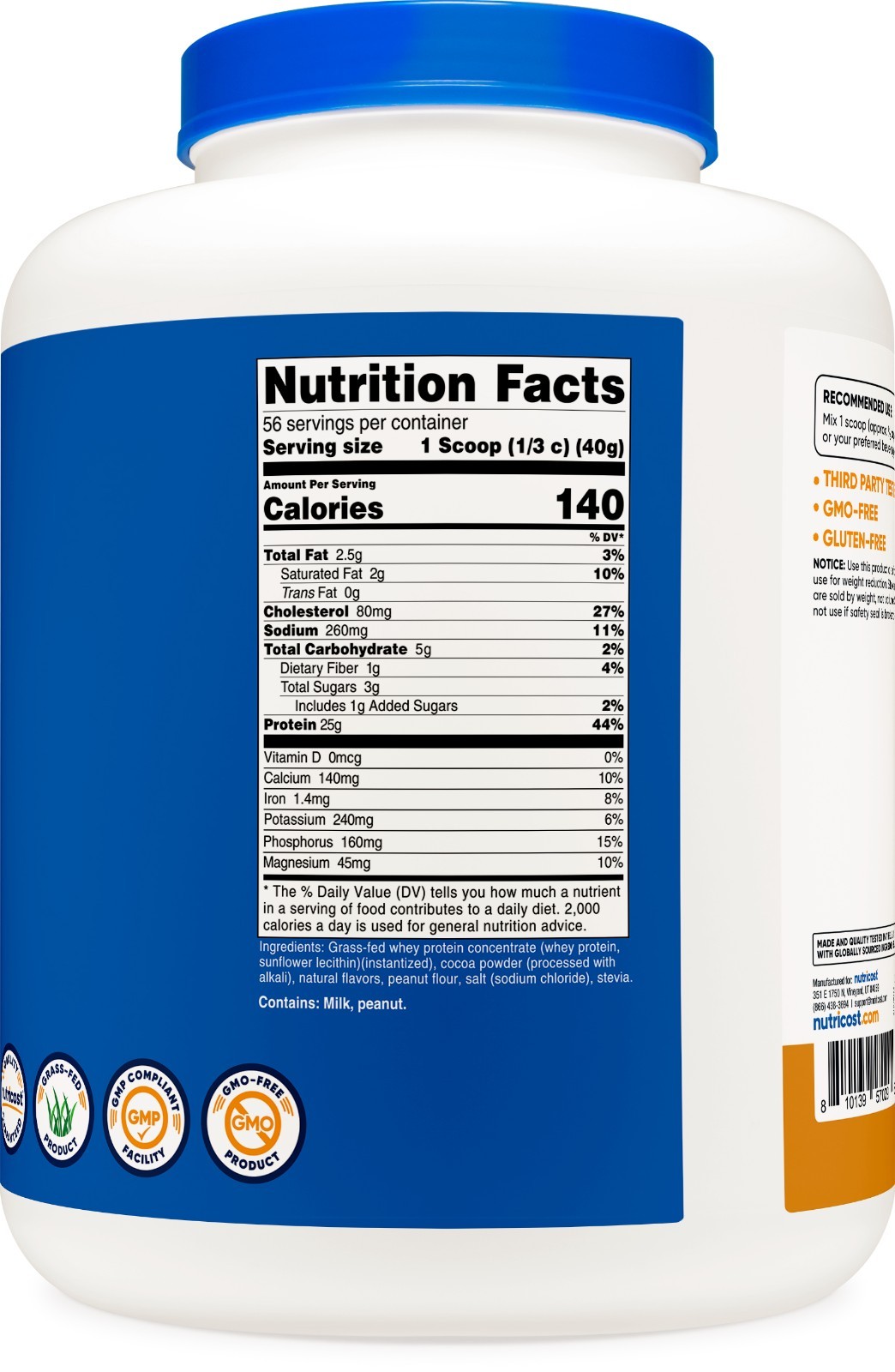 Nutricost Grass-Fed Whey Protein Concentrate (Chocolate Peanut Butter) 5 LBS