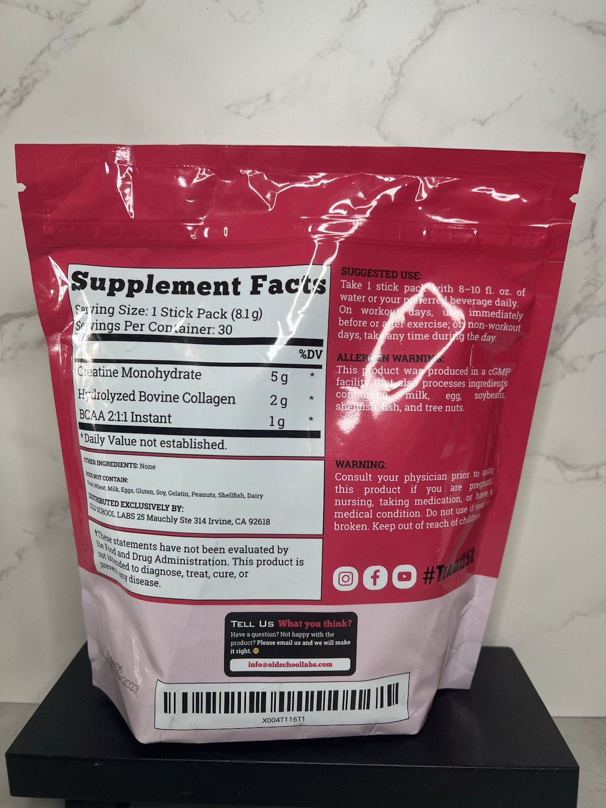 Old School Labs Creatine + Collagen Powder Unflavored No Sugar 30 Serv 243g