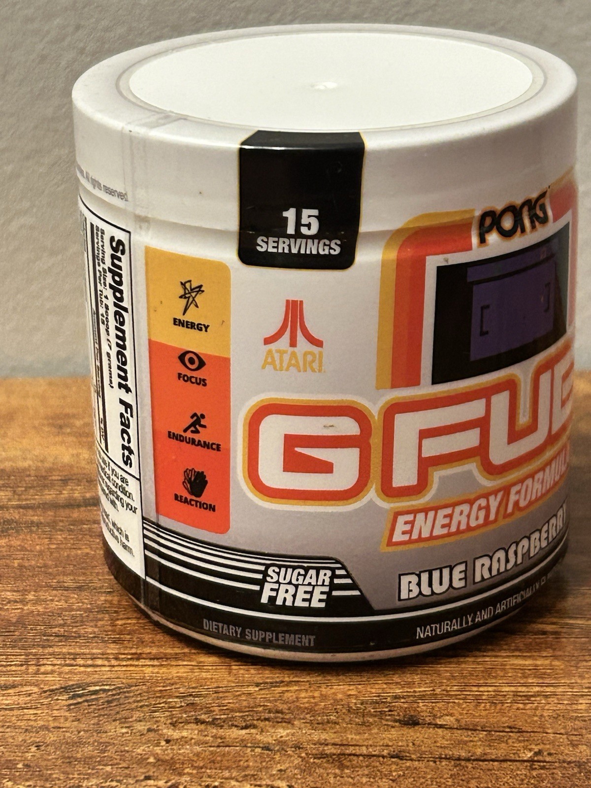 G FUEL Atari Pong Blue Raspberry Energy Formula 15 Servings EXP 05/2028 – SEALED