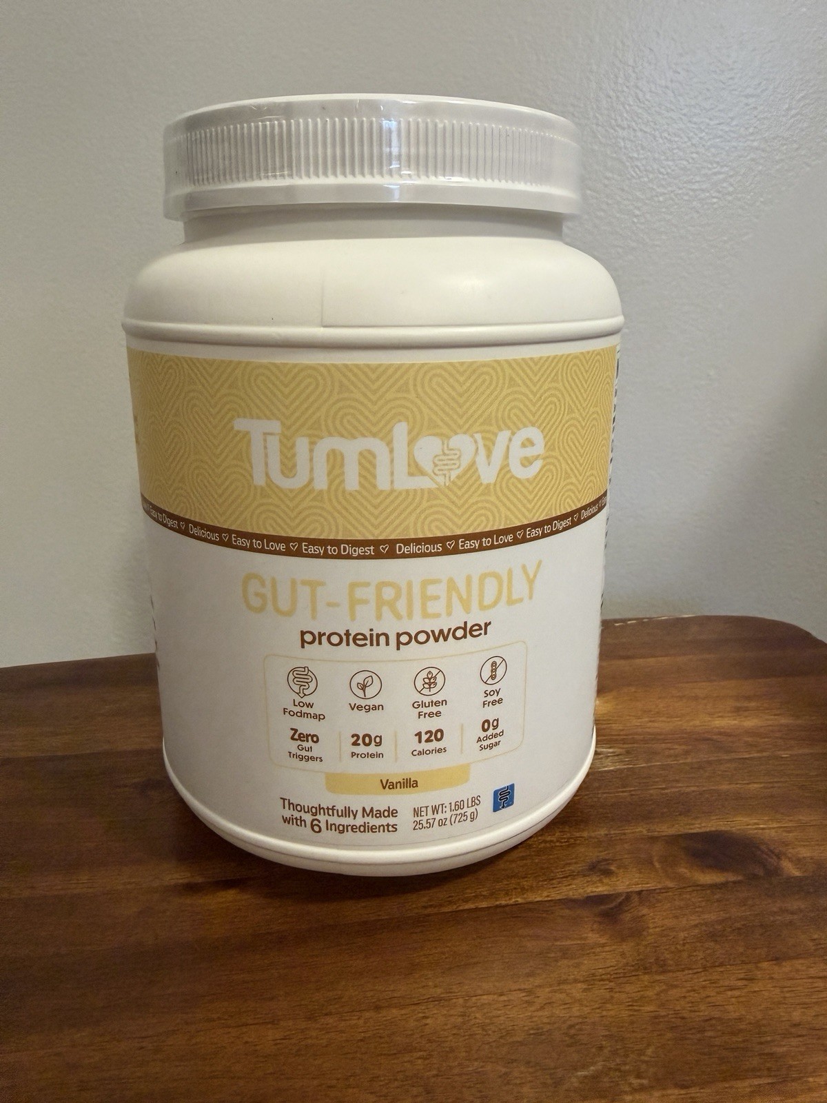 TumLove Gut-Friendly Vegan Protein Powder Vanilla 1.60 lbs Gluten Free Soy-Free