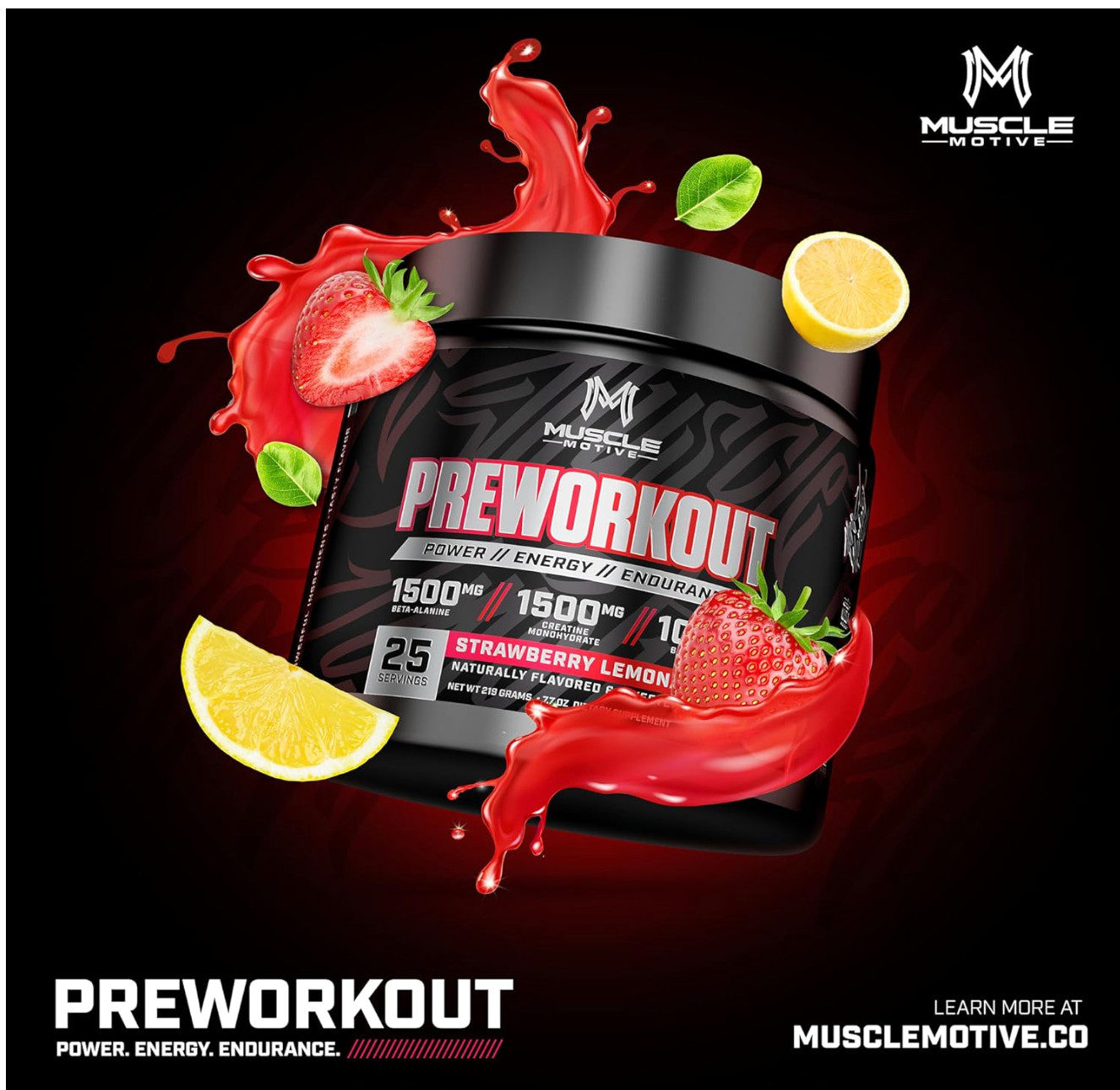Pre Workout Powder with Beta Alanine, Creatine Monohydrate, BCAA, L Citrulline