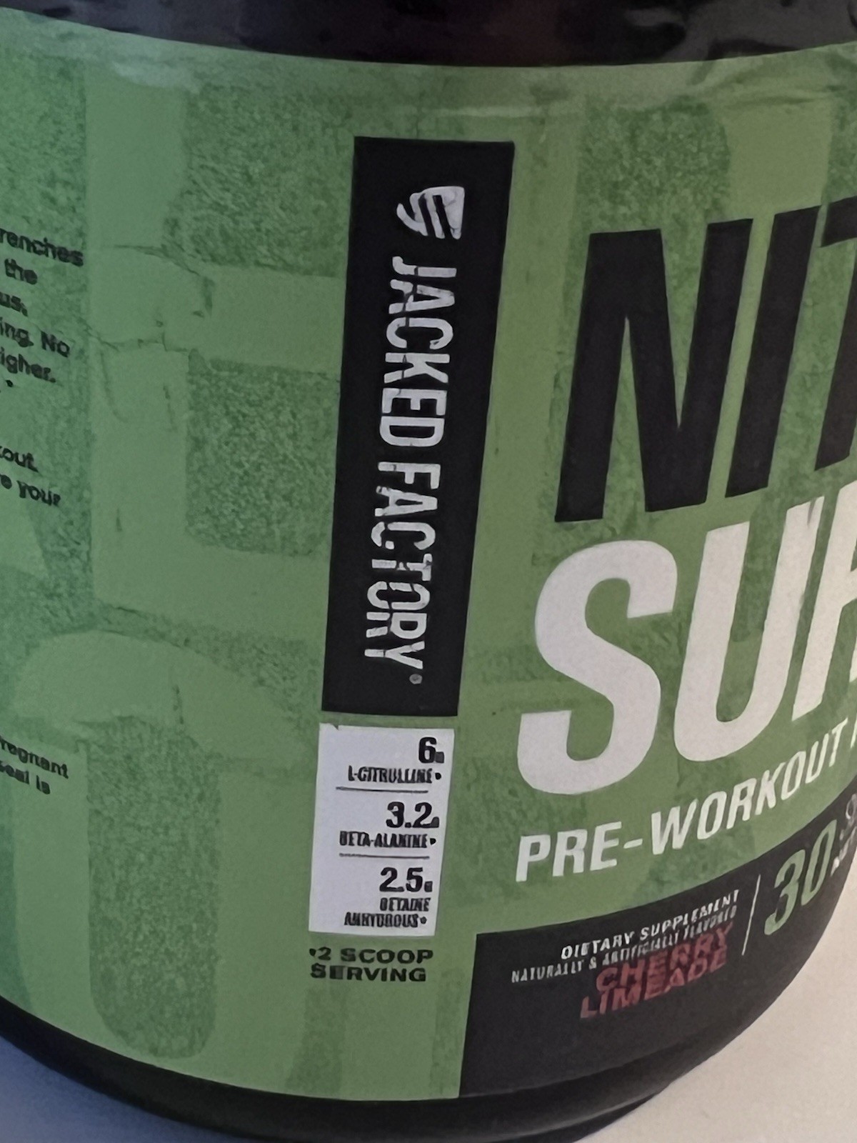 Jacked Factory NitroSurge Pre-Workout Powder Cherry Limeade 30 Serv 8.57oz