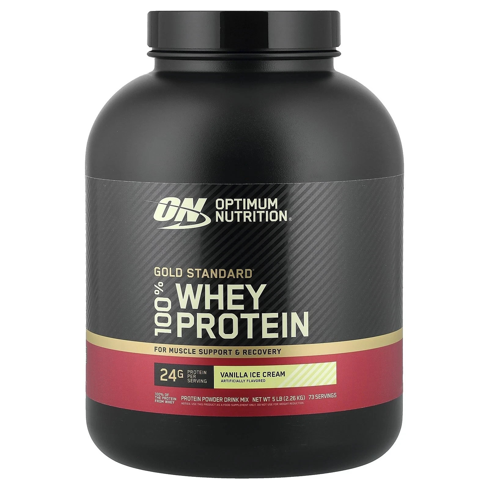 Optimum Nutrition, Gold Standard 100% Whey Protein Powder, Vanilla Ice Cream 5lb
