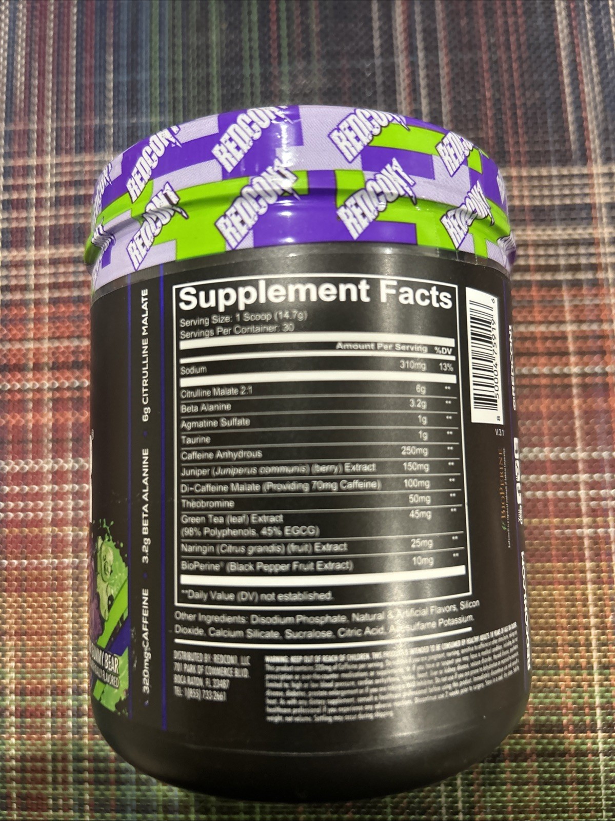 REDCON1 TOTAL WAR, Preworkout, Sour Gummy Bear, 30 Servings. Exp 03/2027