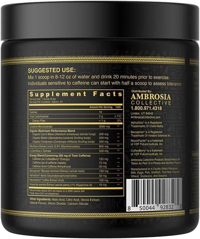 Kinetic Mushroom Enhanced Pre Workout Ambrosia Collective Tropical Lime