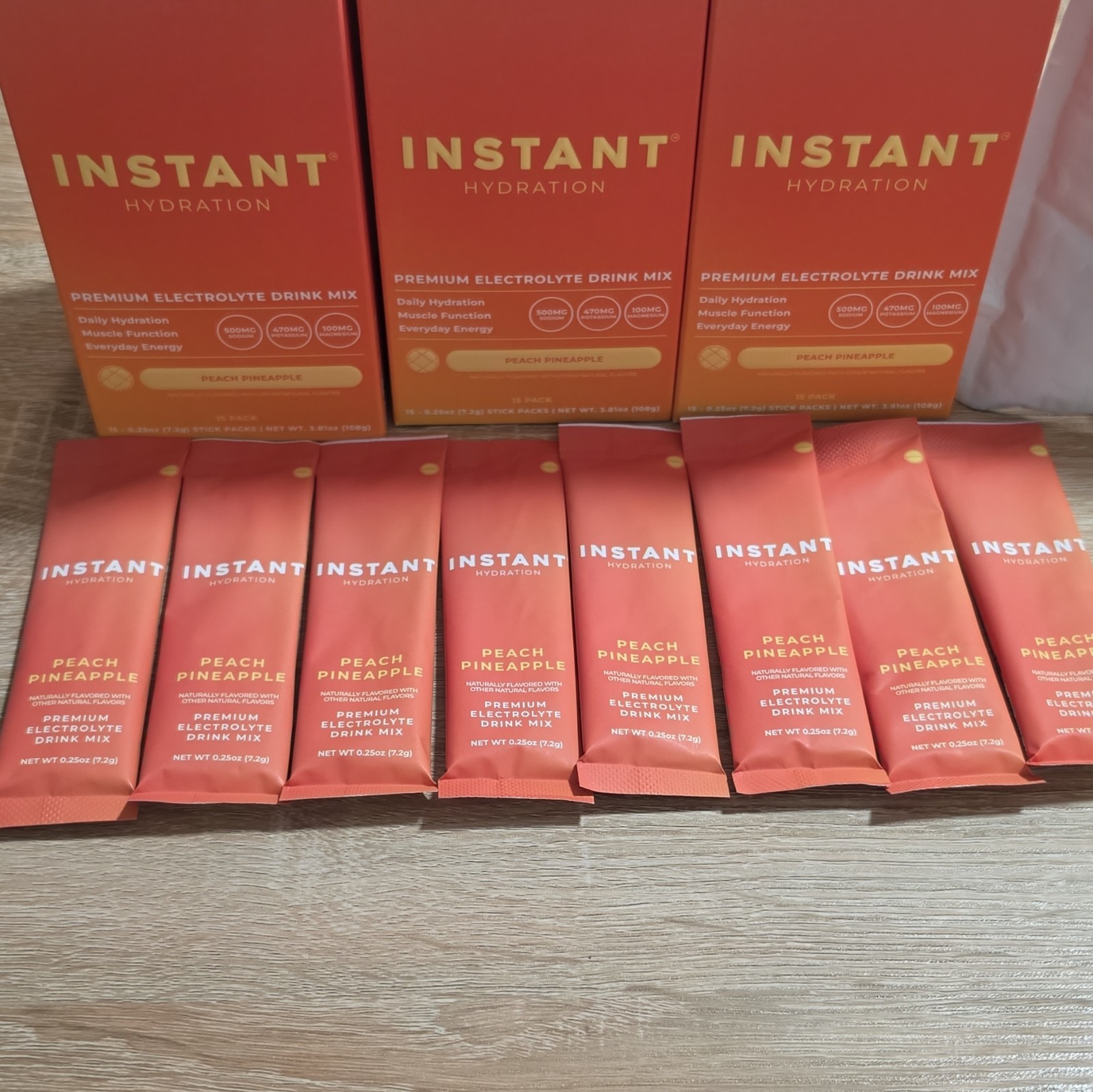 Instant HydrationElectrolyteDrink Mix Zero Sugar Peach Pineapple 15 Pack 100stik
