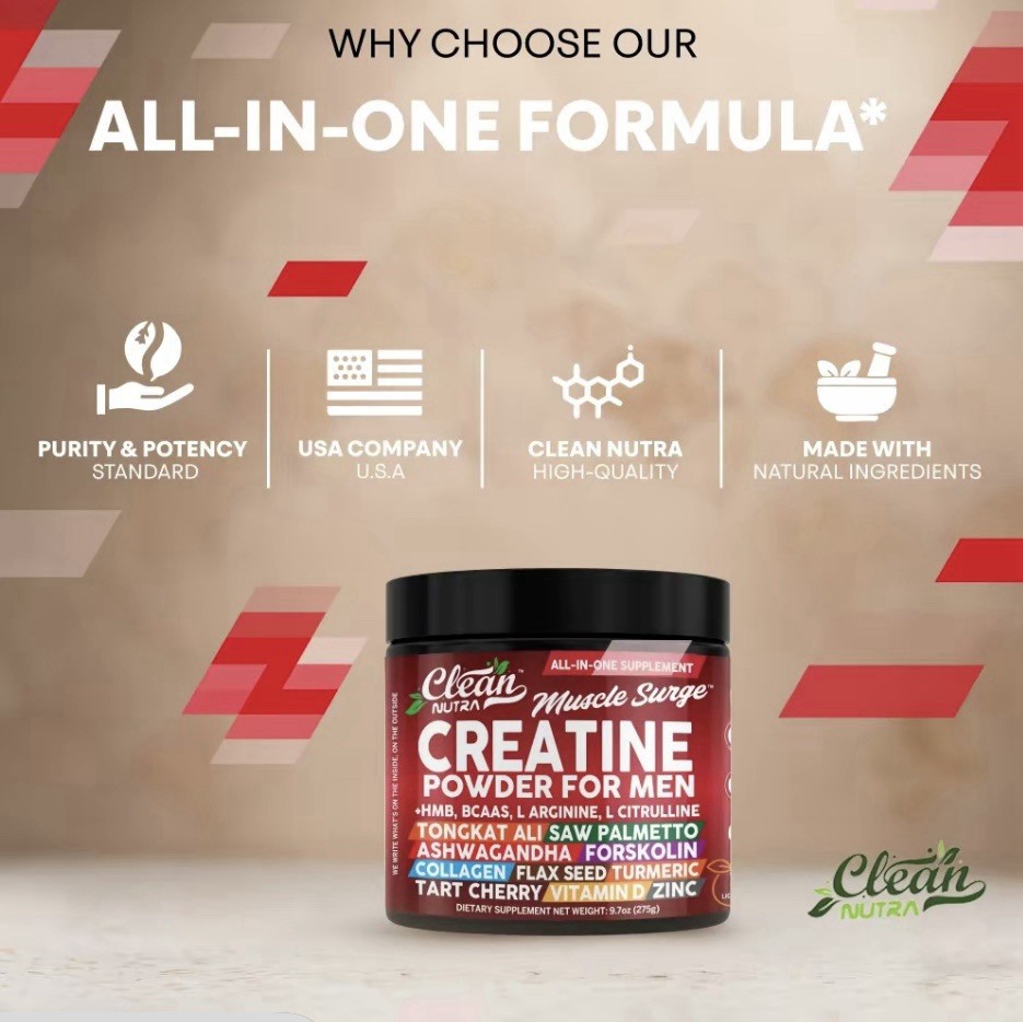 Clean Nutra Muscle Surge – All-in-One Creatine Powder for Men