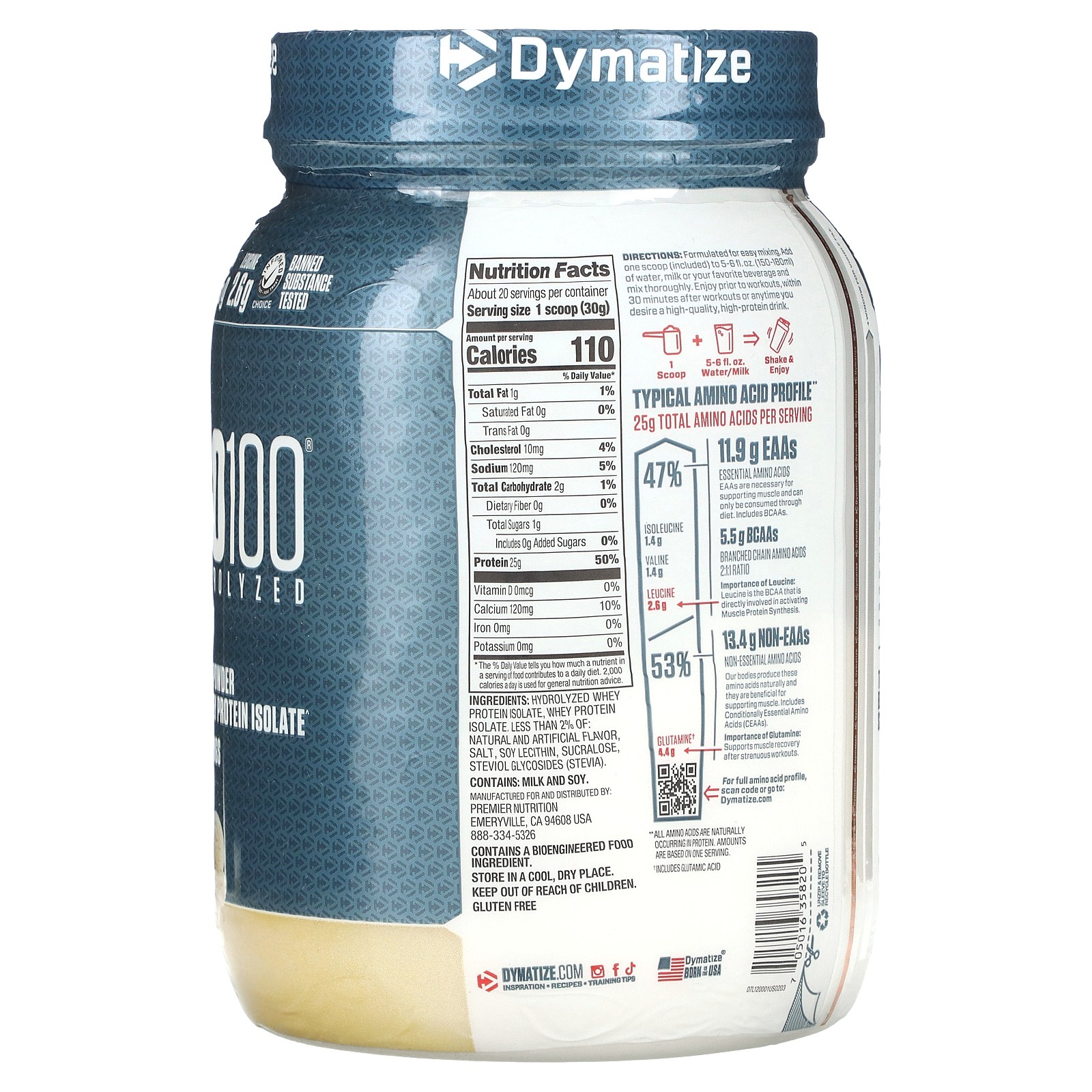 ISO100 Hydrolyzed, 100% Whey Protein Isolate, Gourmet Vanilla, 1.34 lb (610 g)