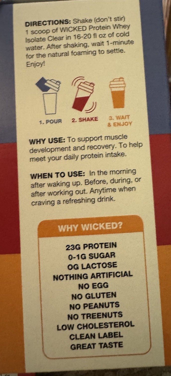 Wicked Protein Clear Whey Isolate Protein Powder Variety 6 Pk Rasp/cherry/punch