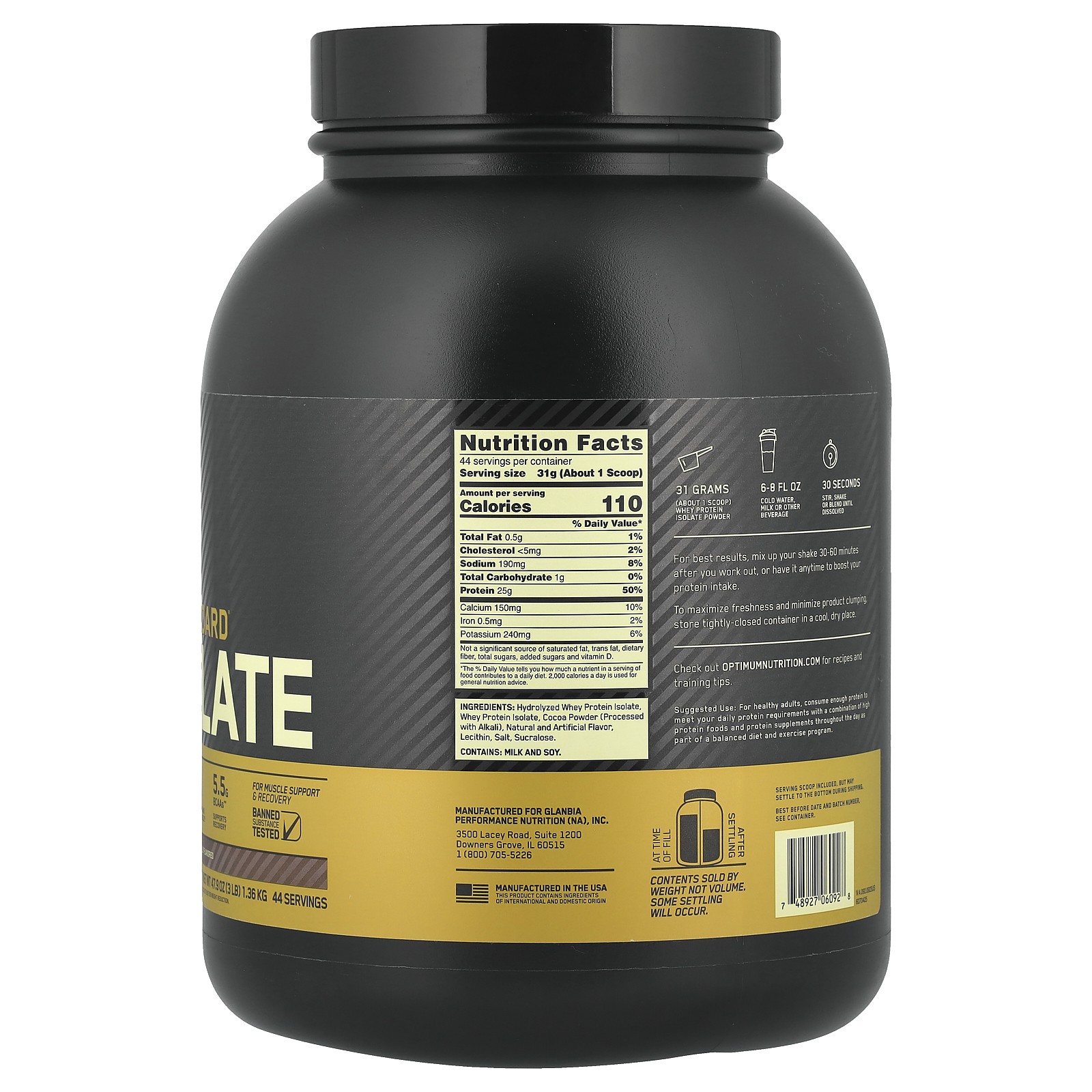 Gold Standard® 100% Isolate, Chocolate Bliss, 3 lb (1.36 kg)