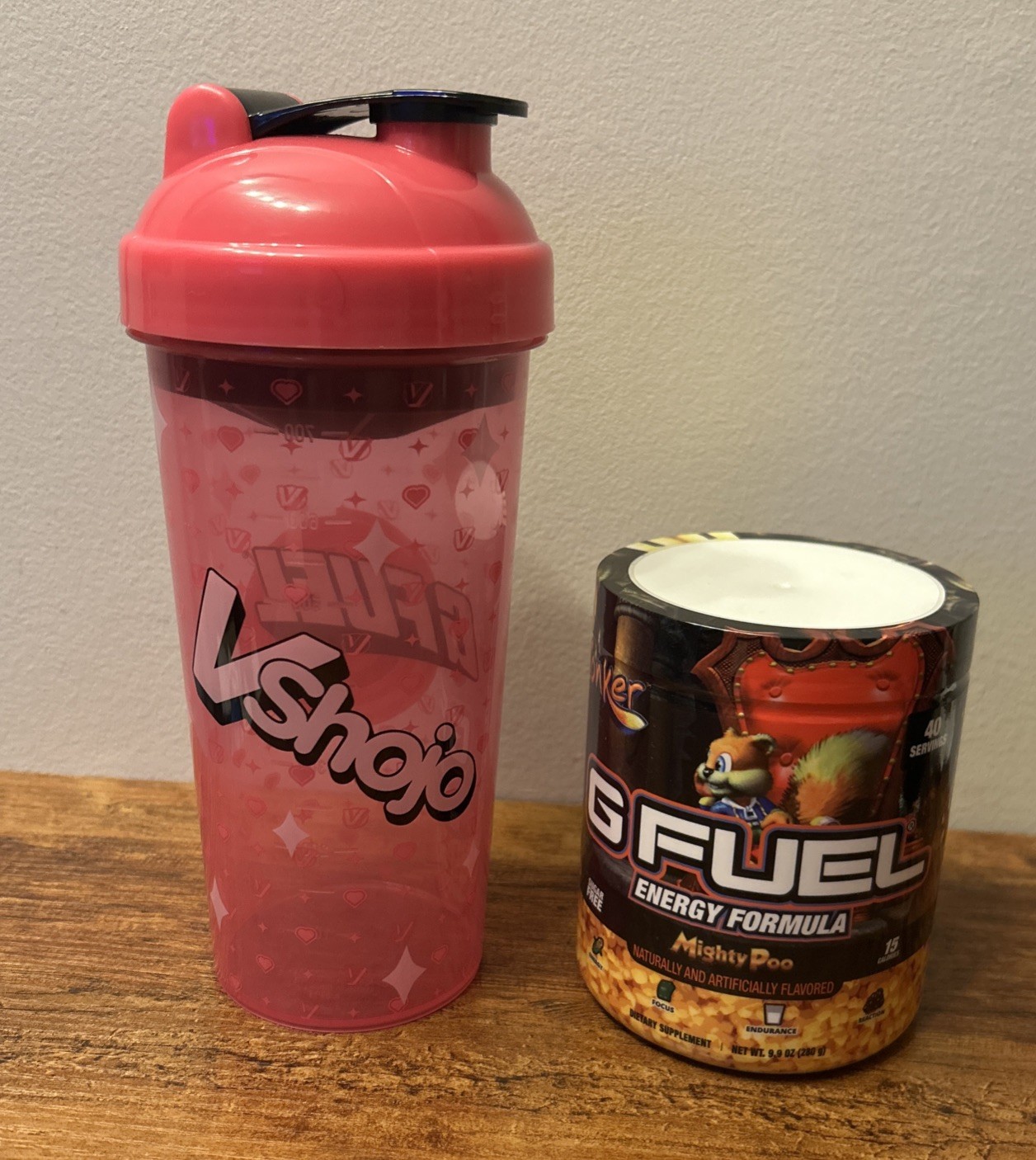 G Fuel Conker Mighty Poo Energy Tub EXP 10/2028 & VShojo Pink Shaker Bundle