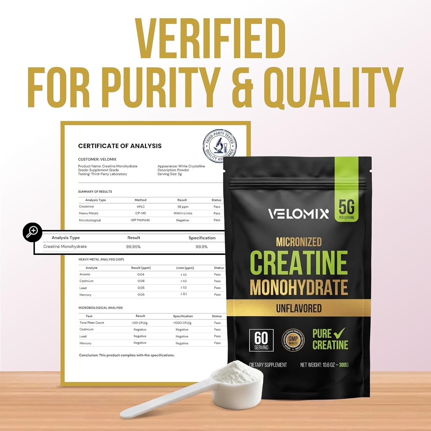 Creatine Monohydrate Powder – Supports Strength & Recovery, 5000mg per Serving