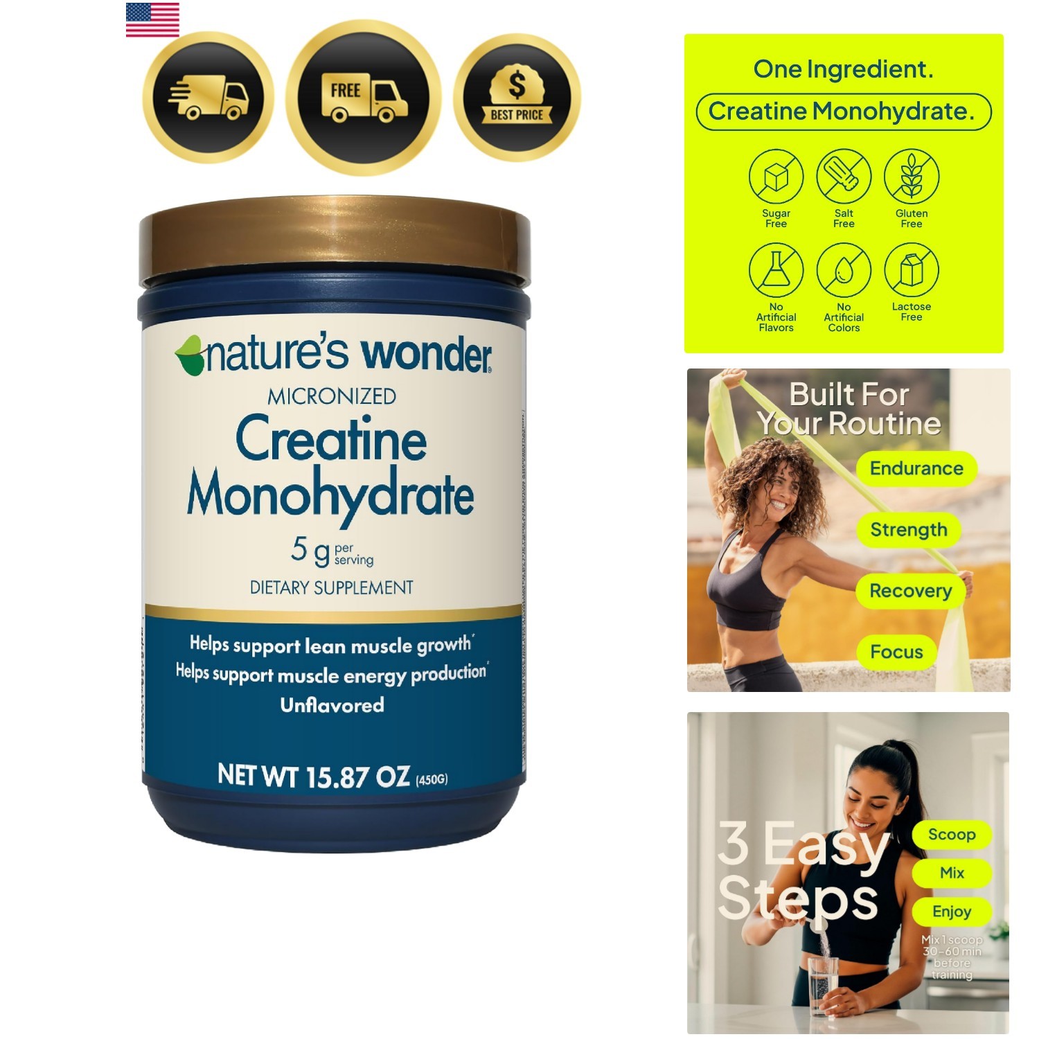 Micronized Creatine Monohydrate Powder for Women & Men – 5g Pure Creatine for…