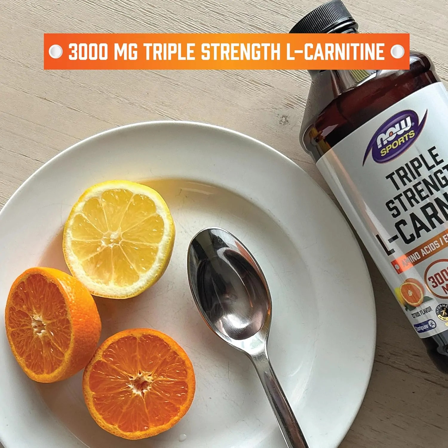 NOW Foods L-Carnitine Liquid Triple Strength Citrus Flavor 3000 mg., 16 Ounces