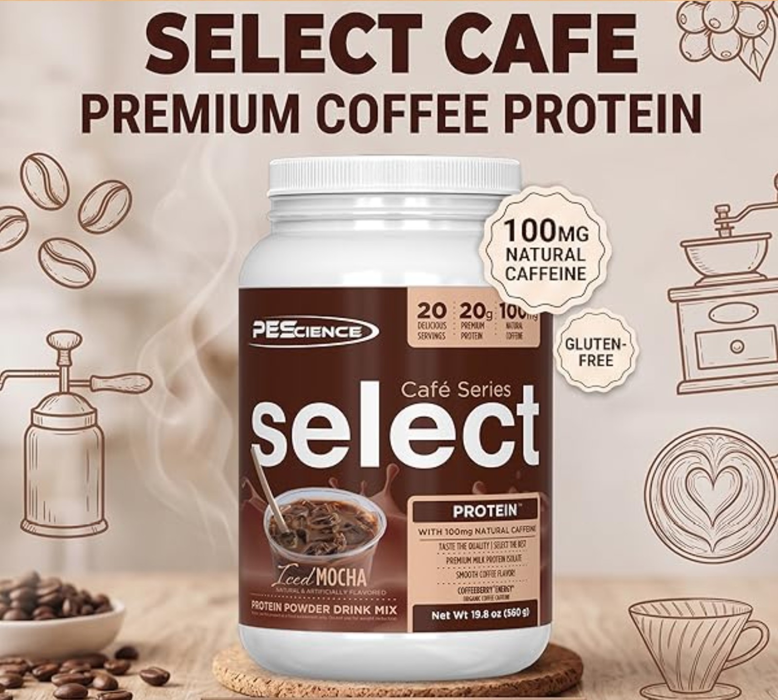 PESCIENCE SELECT PROTEIN Café Series 1.4 lb (20 Serv) Carmel Mach BEST BY 11/26