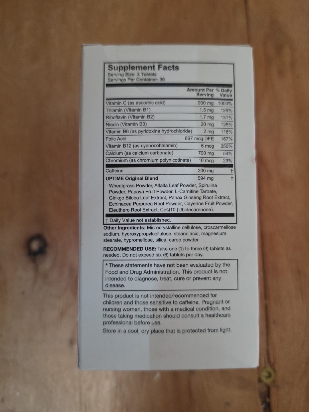 UPTIME Original Energy 90 Tablets Exp 7/2026 Natural Caffeine 200mg Zero Calorie