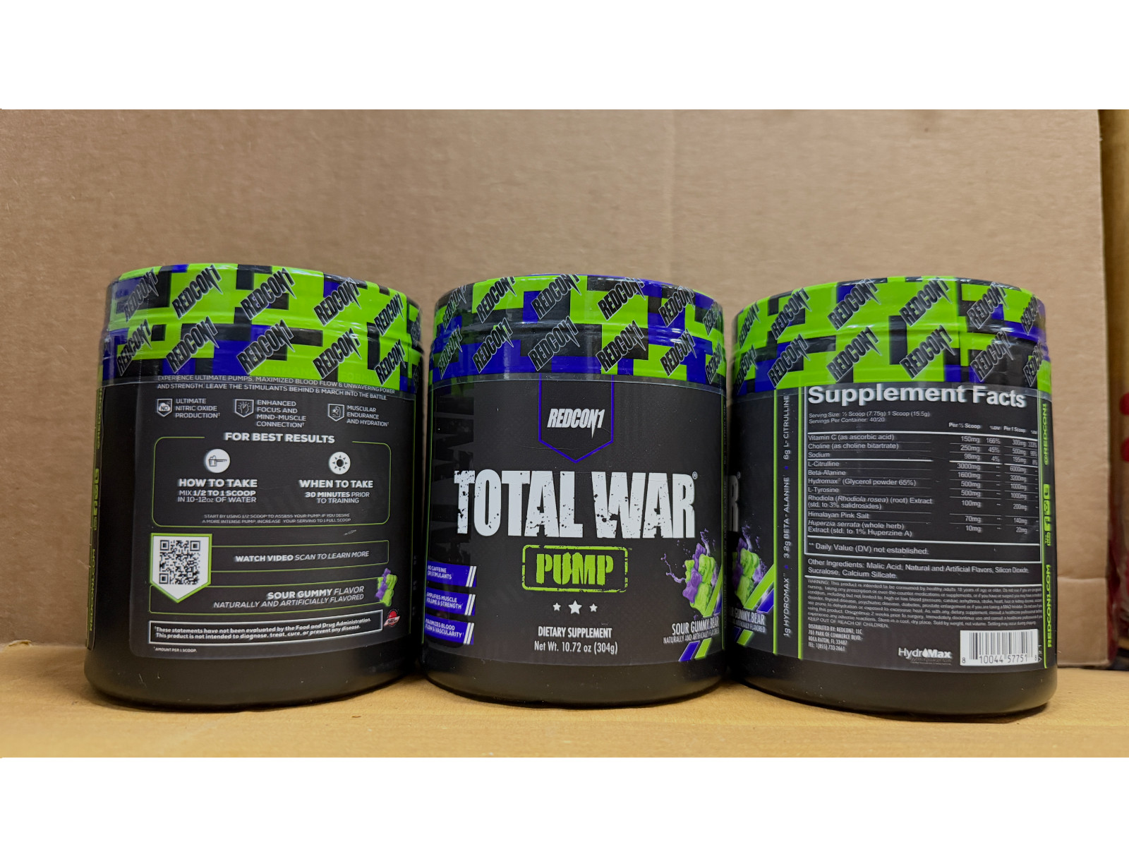 3 Pack REDCON1 TOTAL WAR PUMP Sour Gummy Stim Free PreWorkout 30 Srv 2027 EXP