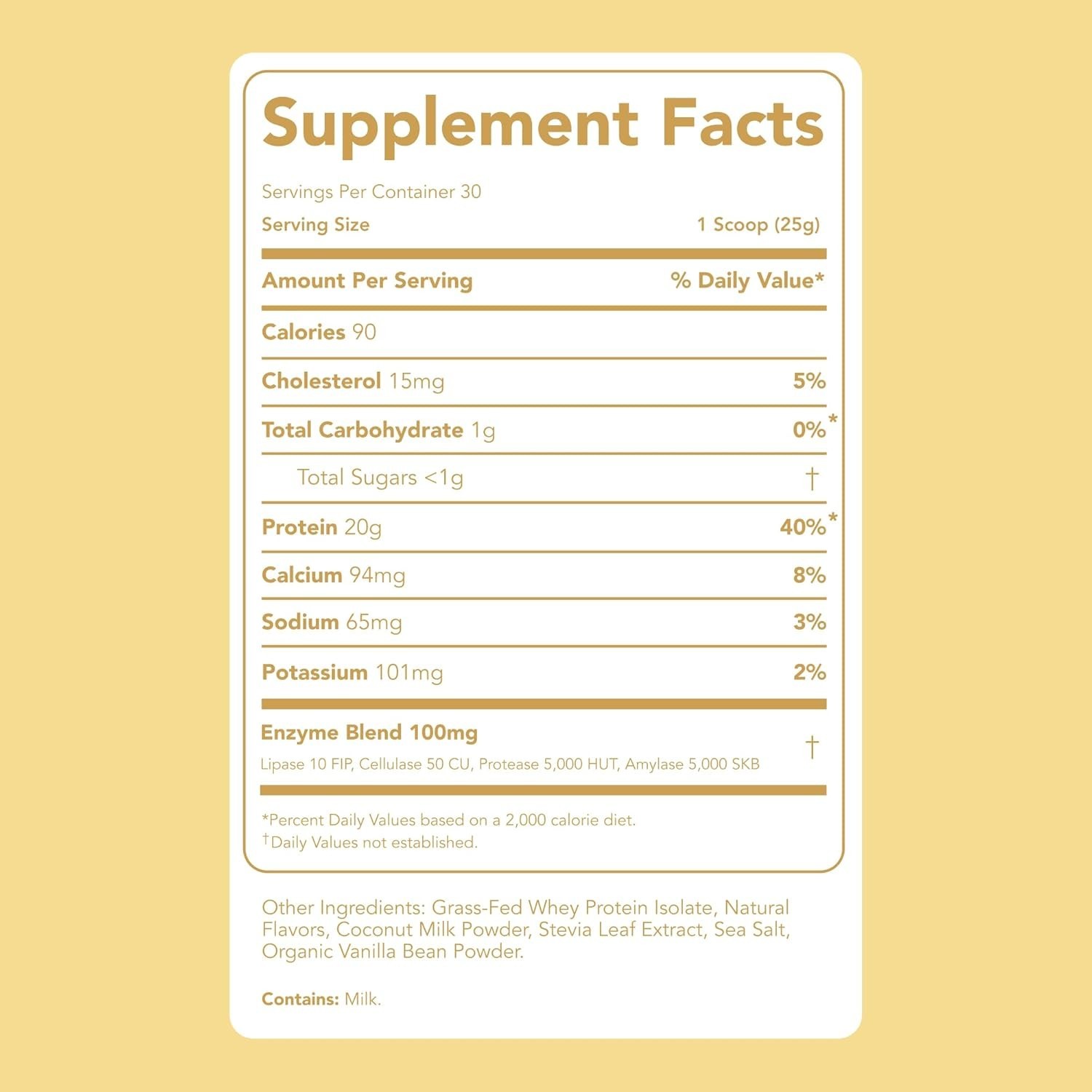 Clean Simple Eats Whey Protein Isolate Simply Vanilla 26.4oz Grass Fed 30 Serv