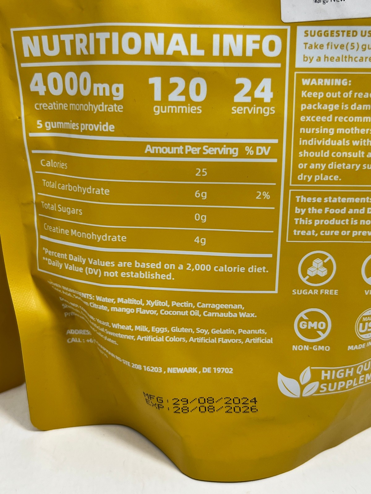 lot of 2 New Mango Razuhu Creatine Monohydrate Gummies for Men & Women