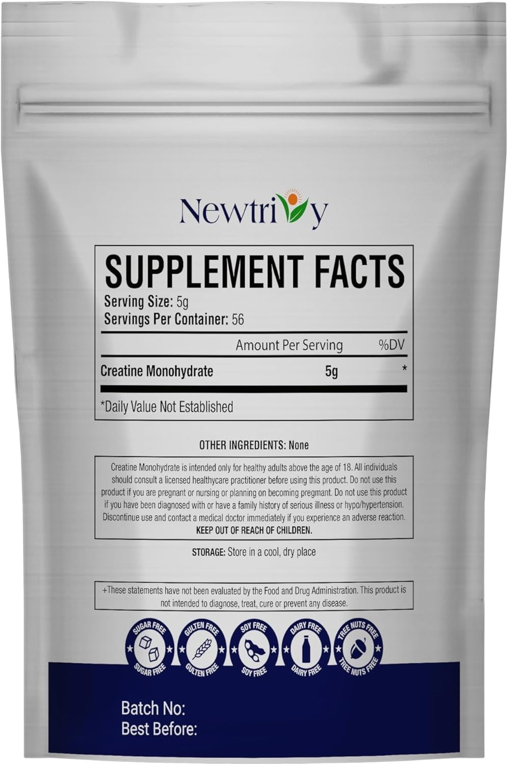 Creatine Monohydrate 280g – Unflavored, Kosher, Non-GMO for Enhanced Performance