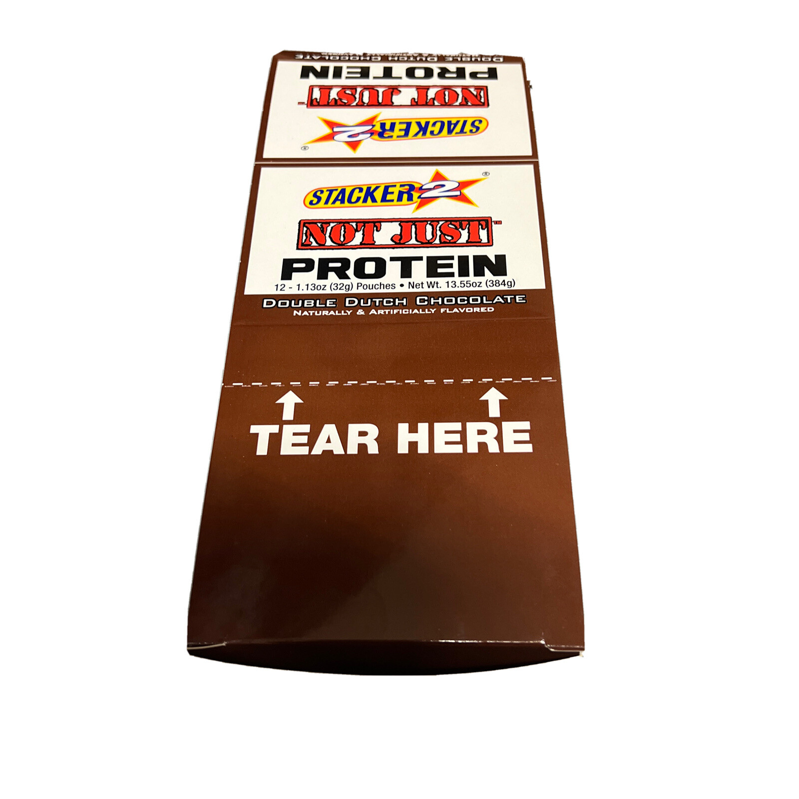 Stacker not just protein 12 pouches double Dutch chocolate flavor dated 5-19