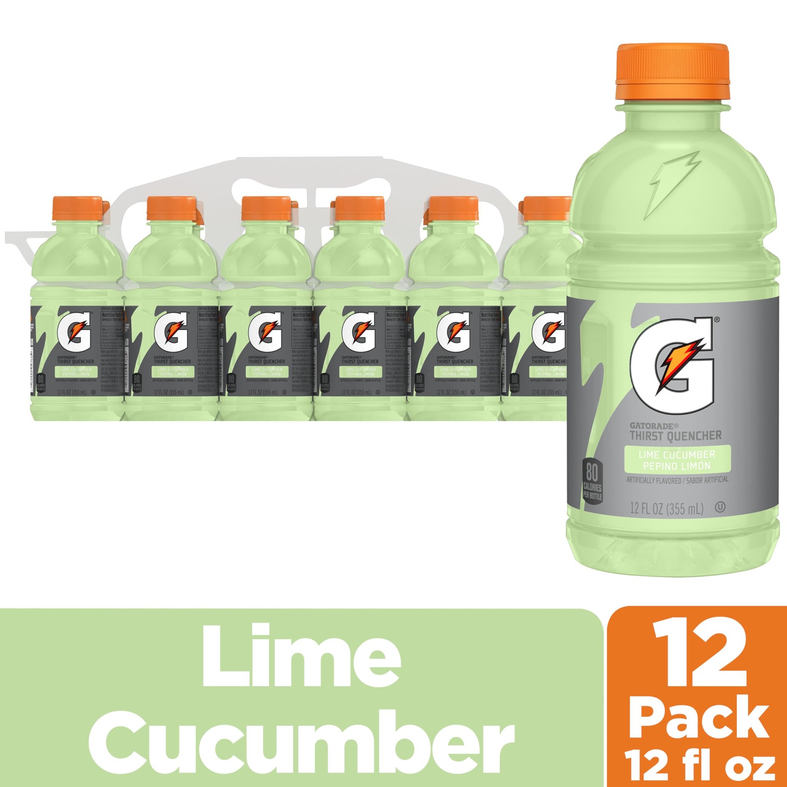 Gatorade Thirst Quencher, Lime Cucumber, 12 Fl Oz (Pack 12 of 12)