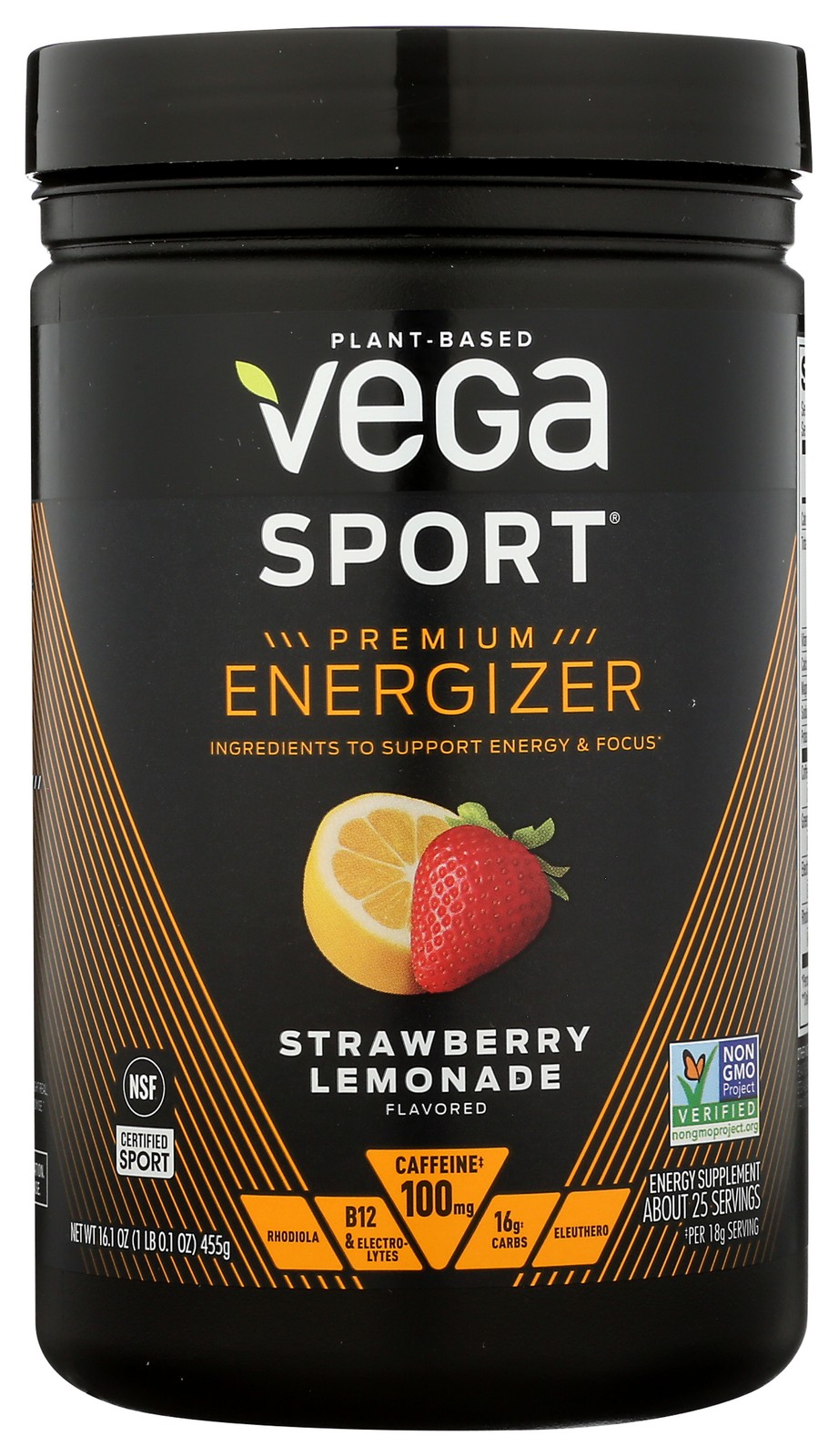 Vega Sport Energizer Energy Supplement Strawberry Lemonade 16.1 Oz Tea 1 Pack