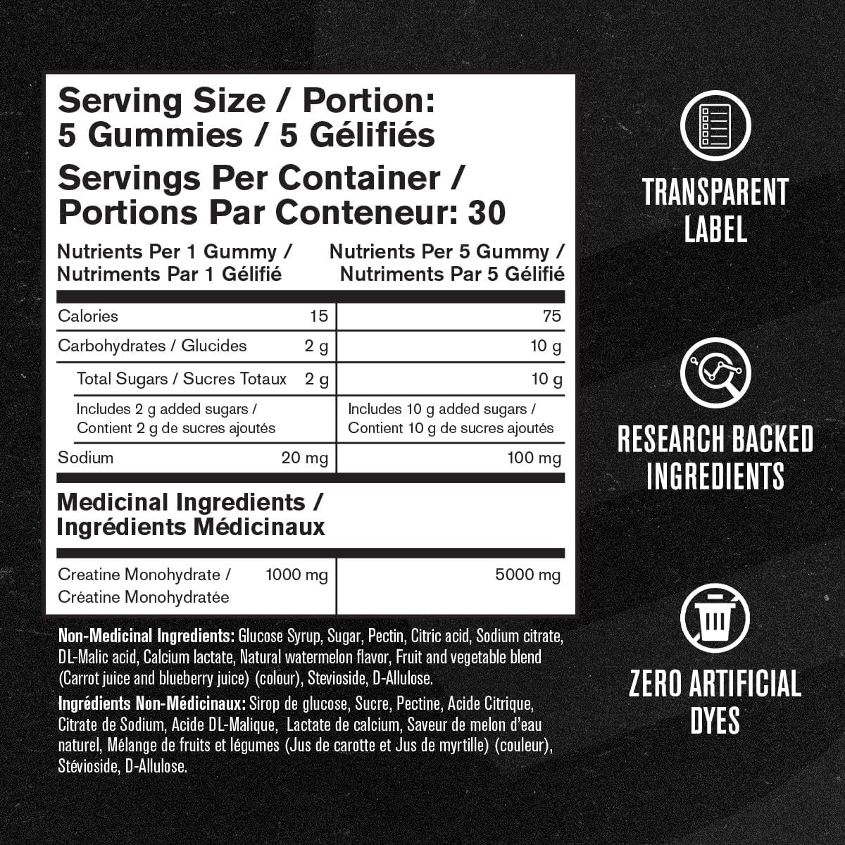 Jacked Factory Creatine Gummies 5g Daily Dose Watermelon 150 Vegan Gummies