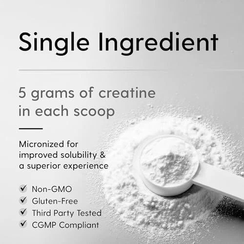 HEARTHY FOODS Creatine Monohydrate Micronized Powder 500G – 100 Servings, 5000mg