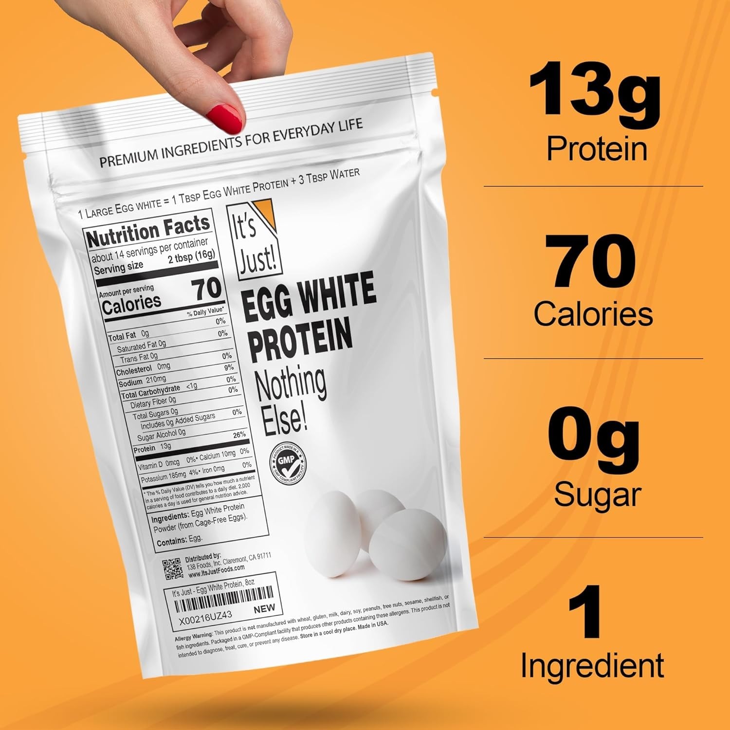 Keto-Friendly Egg White Protein Powder, 8oz – Unflavored Versatility for Health