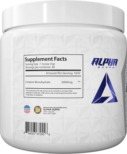 Creatine Monohydrate Powder Micronized Unflavored 300g 60 Servings