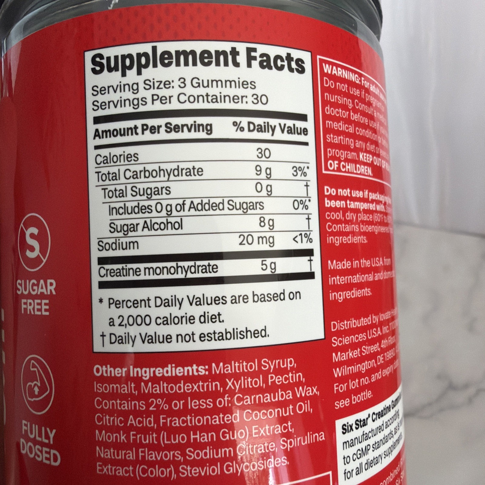 SIXSTAR Creatine Gummies 5g Monohydrate Sugar Free Blue Raspberry NEW SEALED