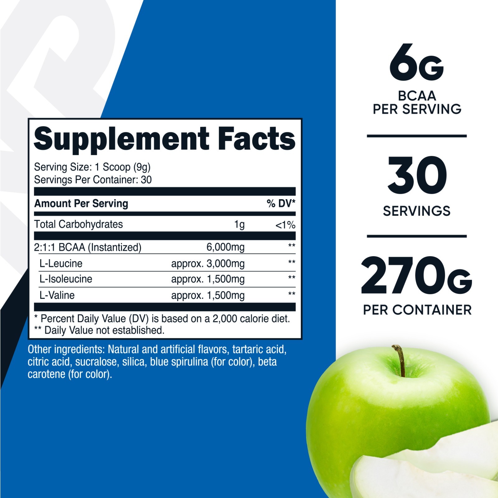 Nutricost BCAA 2:1:1 Powder (Green Apple) 30 Servings – 6G Per Serving
