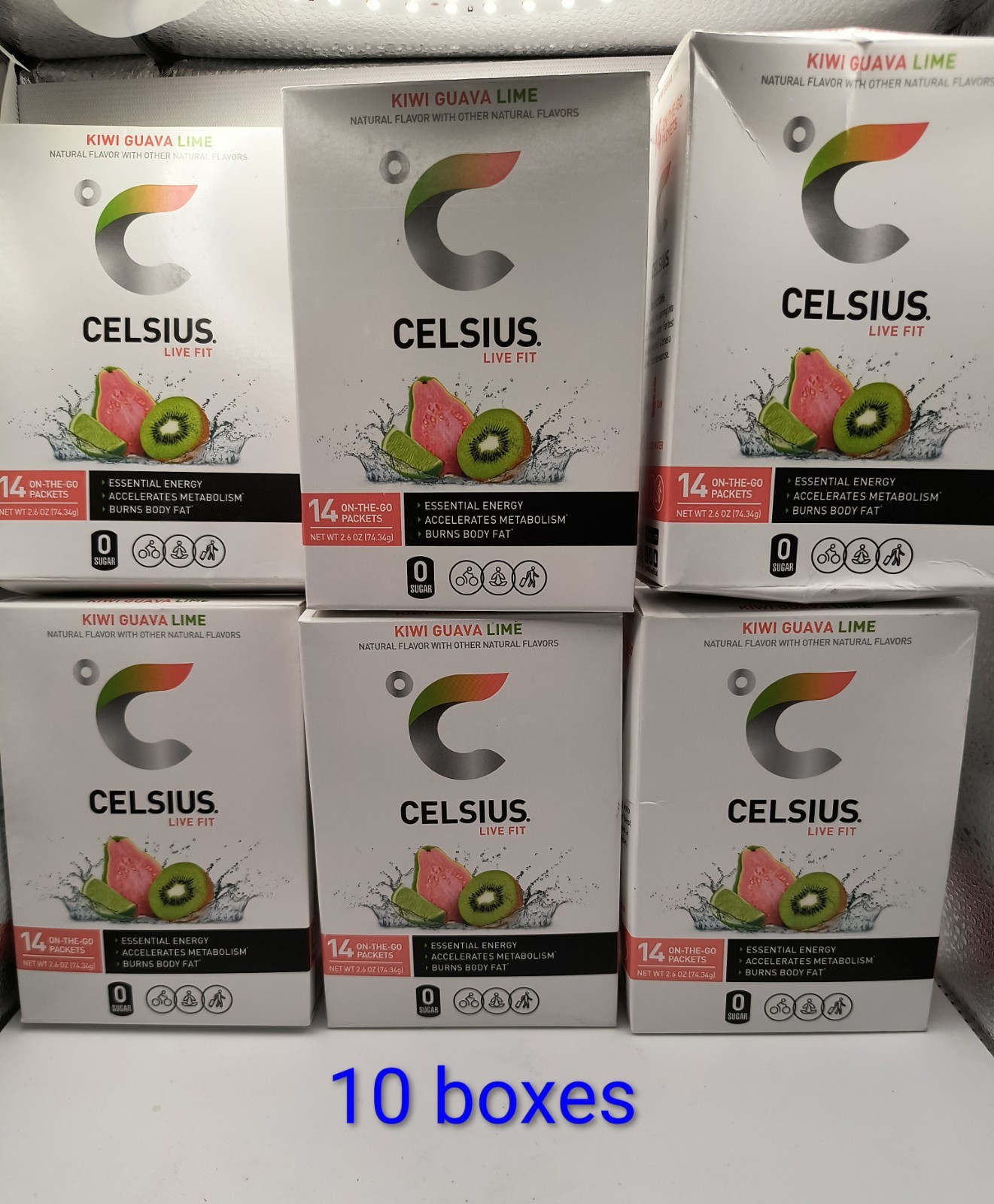 Bulk 140 Celsius Live Fit On-The-Go Powder Stick Drink Mix Packs Kiwi Guava Lime
