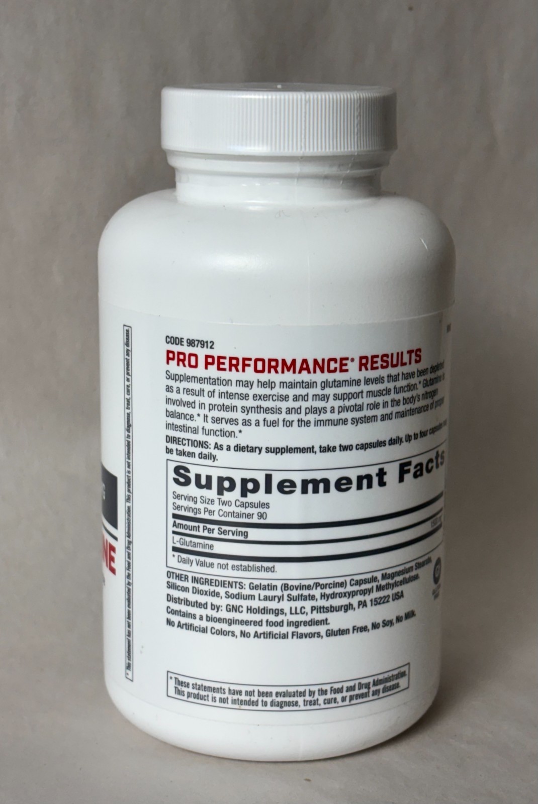 GNC Pro Performance L-Glutamine 1500mg 180 Capsules(EXP:06/2027)