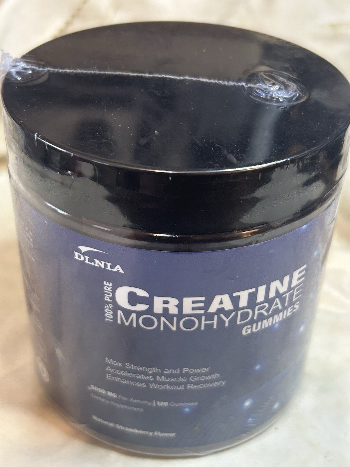 DLNIA Creatine Monohydrate Gummies 5000 MG 120 Ct Strawberry Exp 7/2026 Sealed