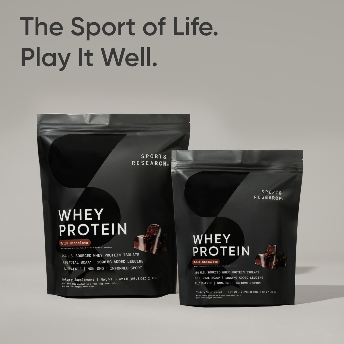 Whey Protein Isolate Sports Nutrition 2lb Bag Dutch Chocolate Powder 25 Servings