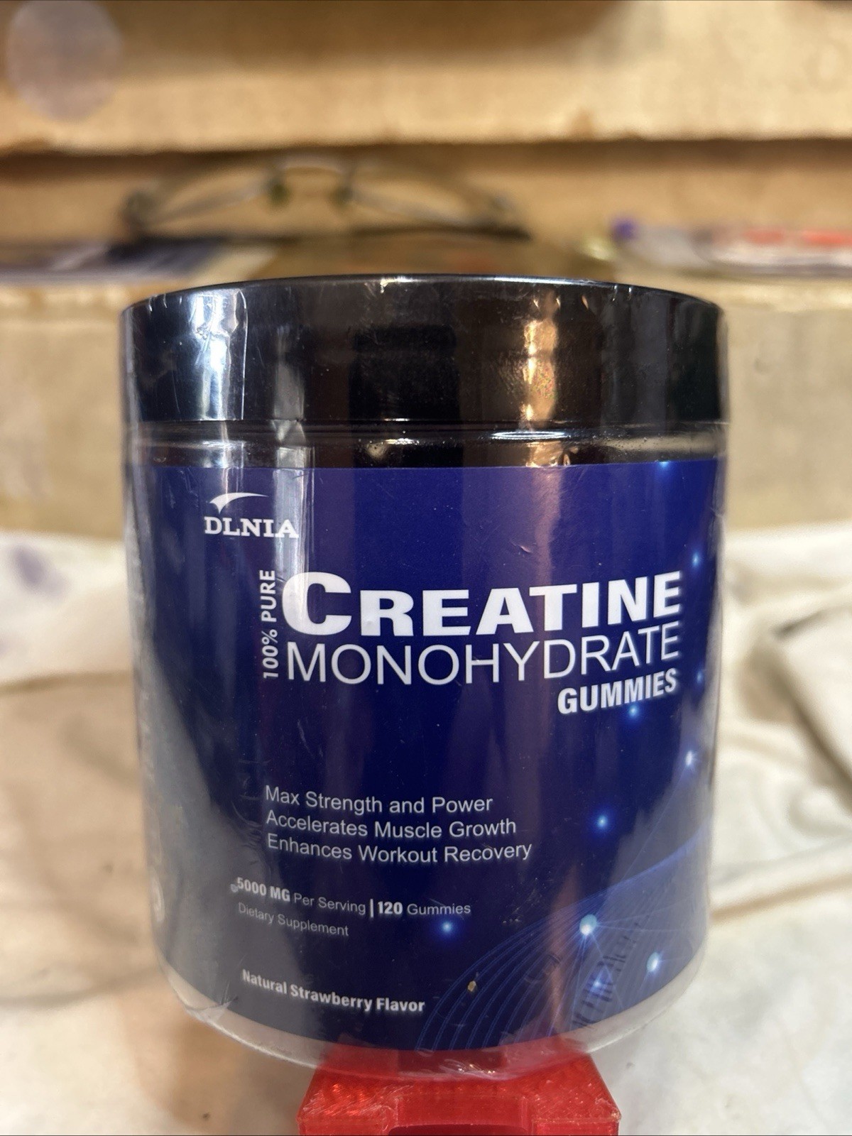 DLNIA Creatine Monohydrate Gummies 5000 MG 120 Ct Strawberry Exp 7/2026 Sealed