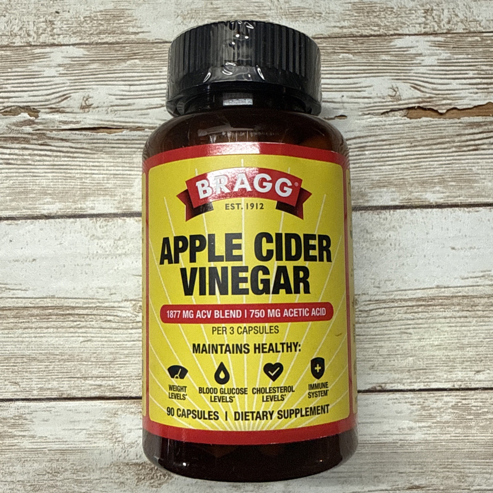 BRAGG Apple Cider Vinegar 90 Capsules – 750 Mg Acetic Acid EXP 05/2028